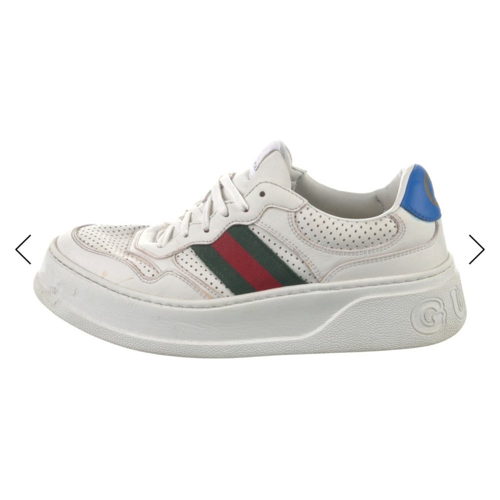 Gucci women’s White Sneakers with Blue and Green Stripes SZ 8.5 - Picture 2 of 7